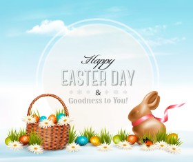 Easter card with egg and grass vector