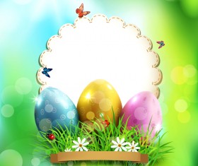Easter egg card with halation background vector