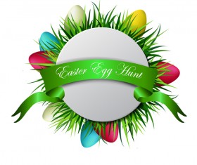Easter card with green ribbon vector 01