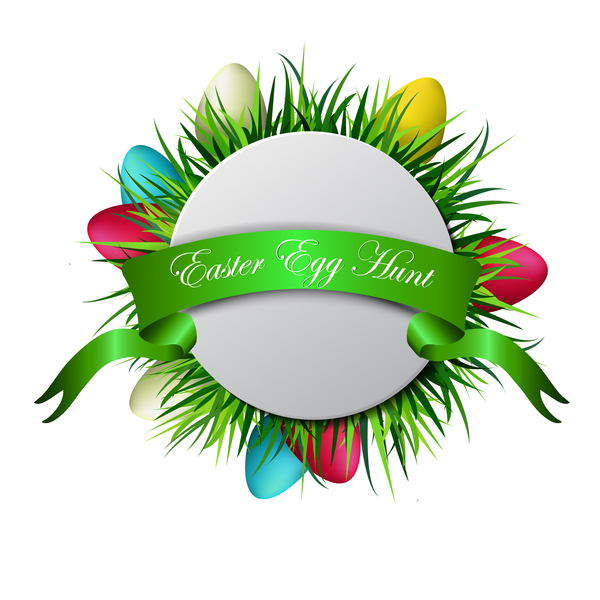 Easter card with green ribbon vector 01