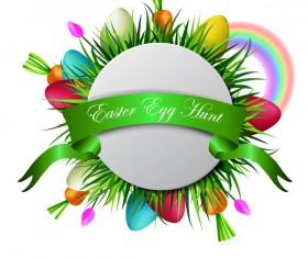 Easter card with green ribbon vector 02
