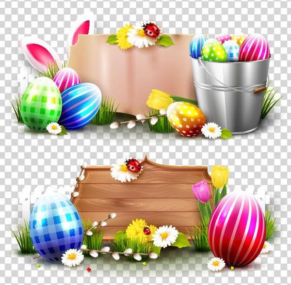 Easter egg with banner illustration vector