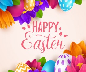 Easter egg with flower background vectors 01