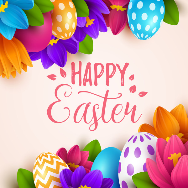 Easter egg with flower background vectors 01