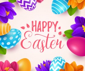 Easter egg with flower background vectors 02