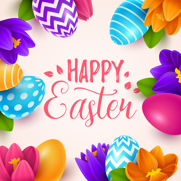 Easter egg with flower background vectors 02
