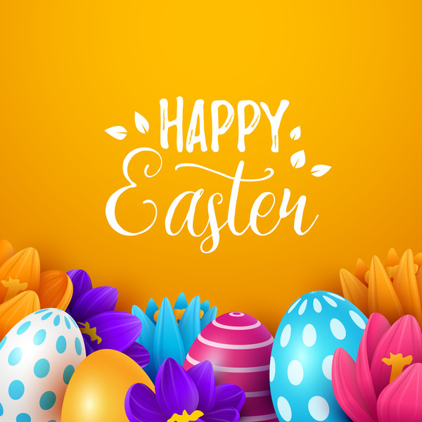 Easter egg with orange background vectors 01