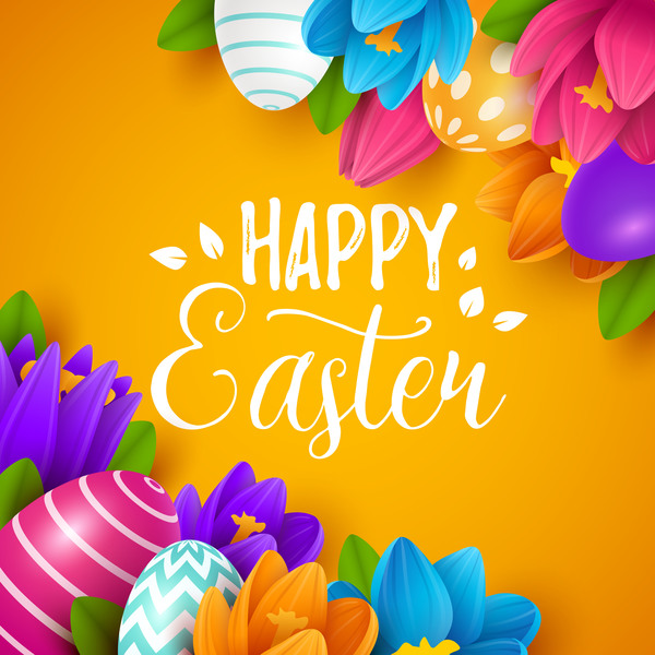 Easter egg with orange background vectors 02