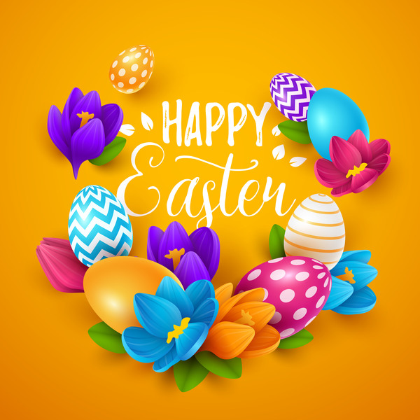 Easter egg with orange background vectors 03