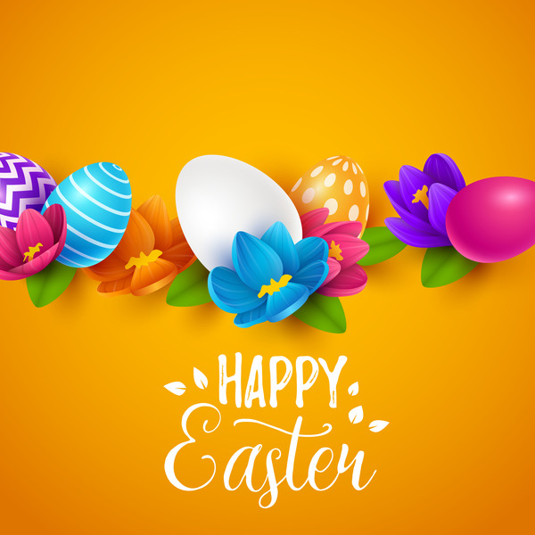 Easter egg with orange background vectors 04