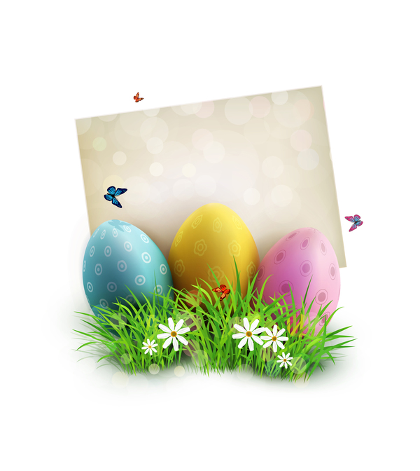 Easter egg with white background vector 02