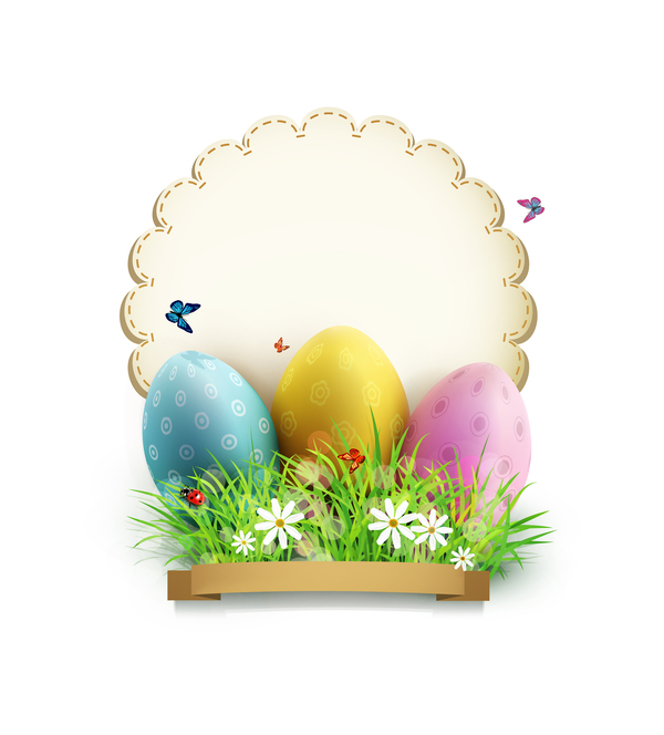 Easter egg with white background vector 03