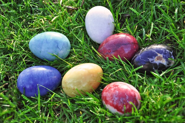 Easter eggs on the grass Stock Photo