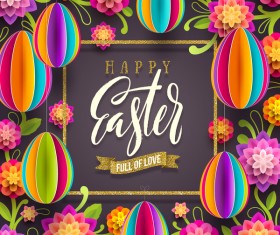 Easter golden frame with dark background vector