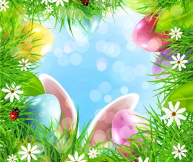 Easter grass frame vector material