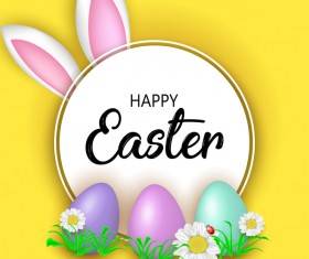 Easter greeting card with yellow vector 03