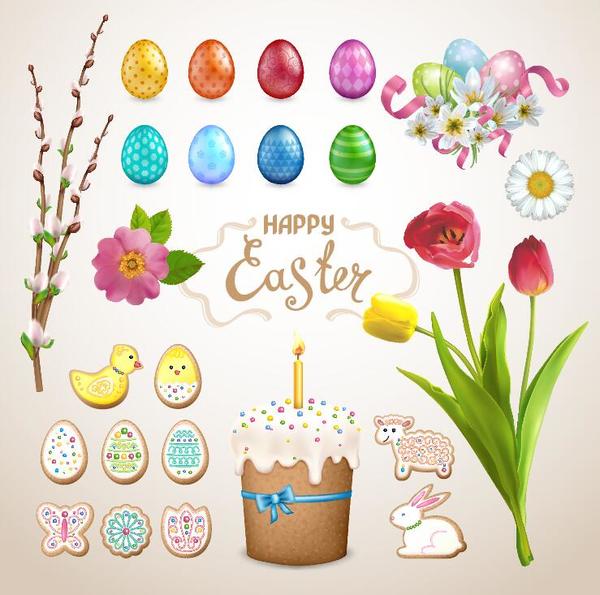 Easter illustration vector set