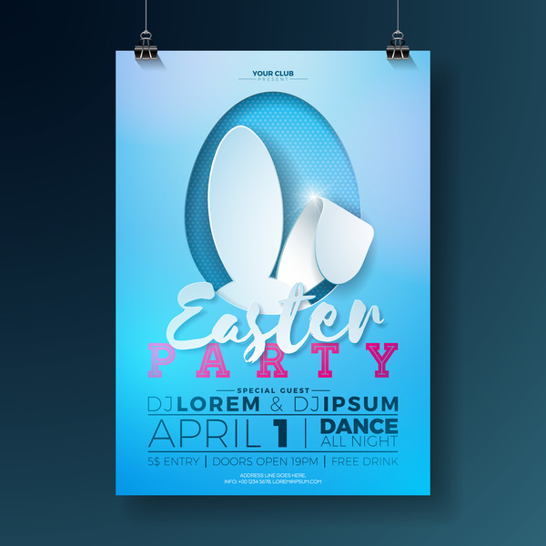 Easter party flyer with poster template vectors 01
