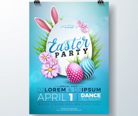 Easter party flyer with poster template vectors 02