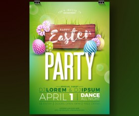 Easter party flyer with poster template vectors 03