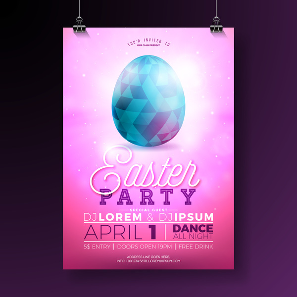 Easter party flyer with poster template vectors 04
