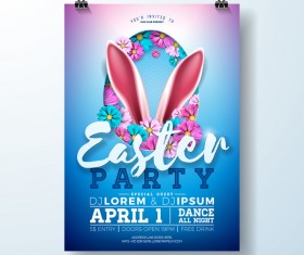 Easter party flyer with poster template vectors 06
