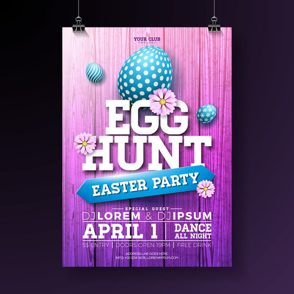 Easter party flyer with poster template vectors 07