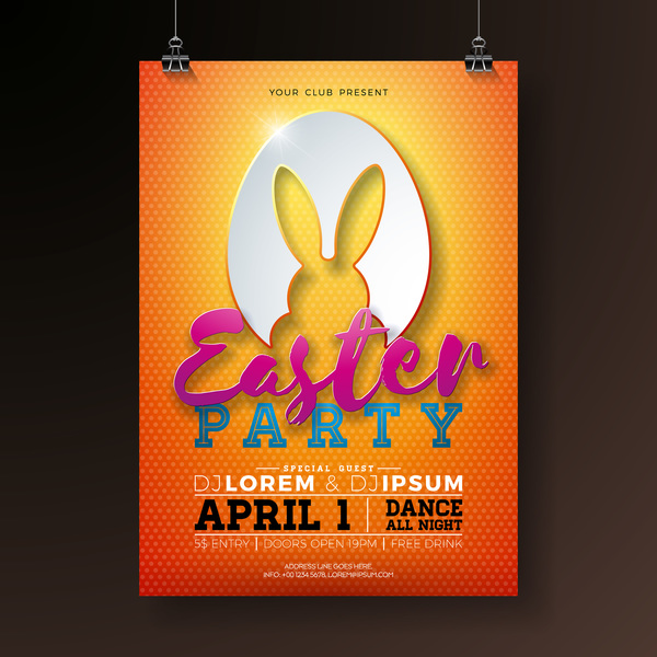 Easter party flyer with poster template vectors 08