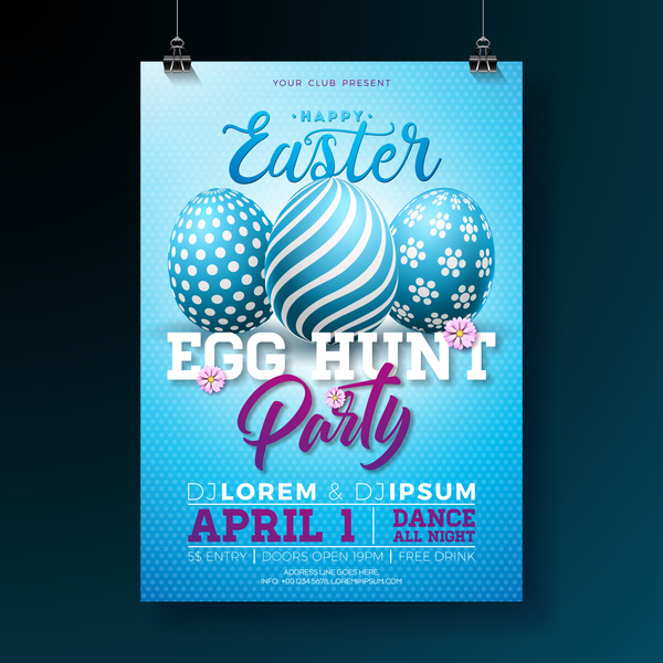 Easter party flyer with poster template vectors 09