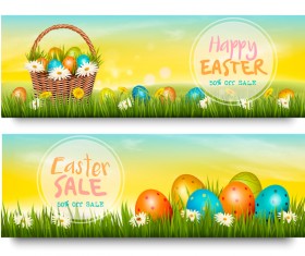 Easter sale discount banners vector 02