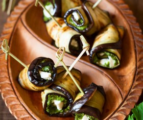 Eggplant meat roll Stock Photo 01