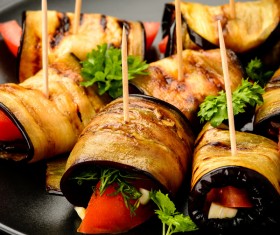 Eggplant meat roll Stock Photo 04