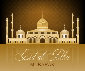 Eid ramadan mubarak golden background vectors 02