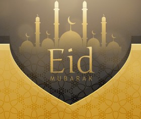 Eid ramadan mubarak golden background vectors 04