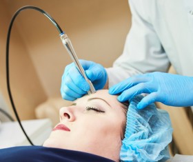 Electric wave pulling skin beauty Stock Photo