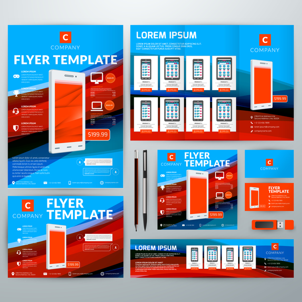 Electronic product flyer template vector 01