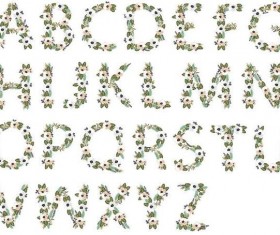 Elegant flower alphabet vector