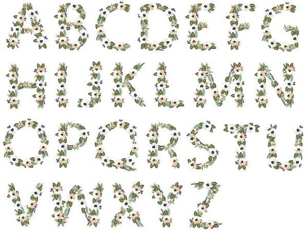 Elegant flower alphabet vector