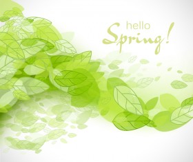 Elegant green leaves spring background vector 01