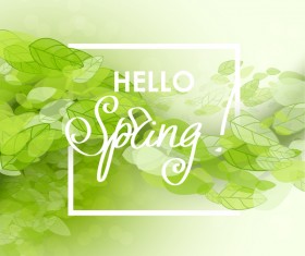 Elegant green leaves spring background vector 02