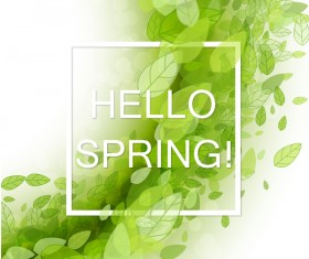 Elegant green leaves spring background vector 03