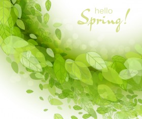 Elegant green leaves spring background vector 04