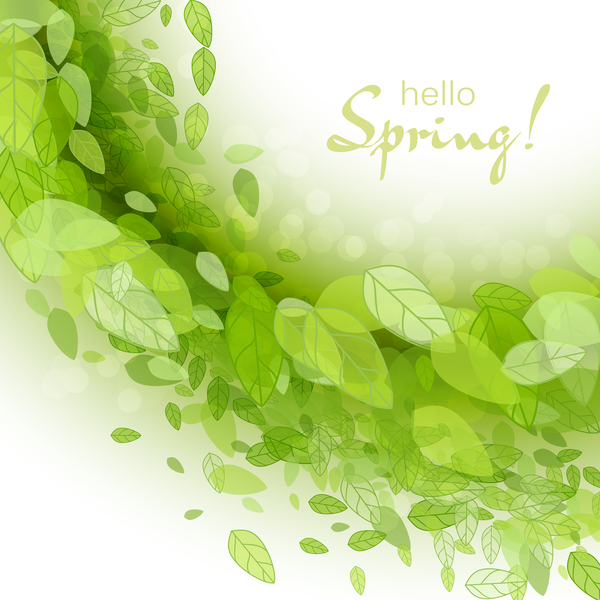 Elegant green leaves spring background vector 04