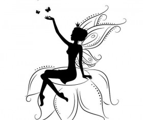 Elf fairy silhouette vector material 02