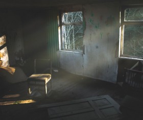 Empty abandoned old room Stock Photo