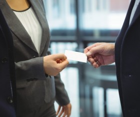 Exchange business cards Stock Photo