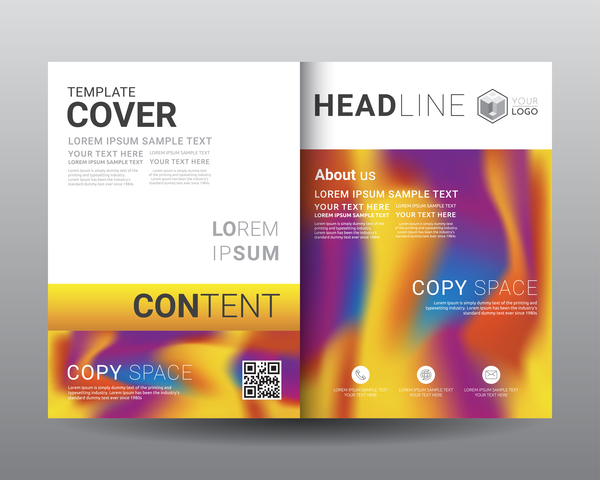 Fashion cover template for magazine with brochure vector 07