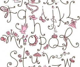 Fashion elements alphabet vector