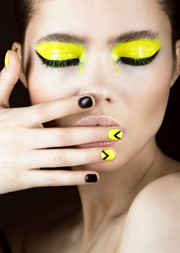 Fashion eye shadow and nail art Stock Photo