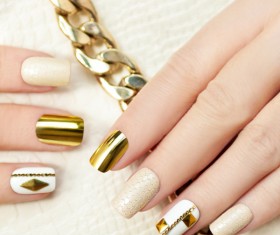 Fashion golden nail art Stock Photo